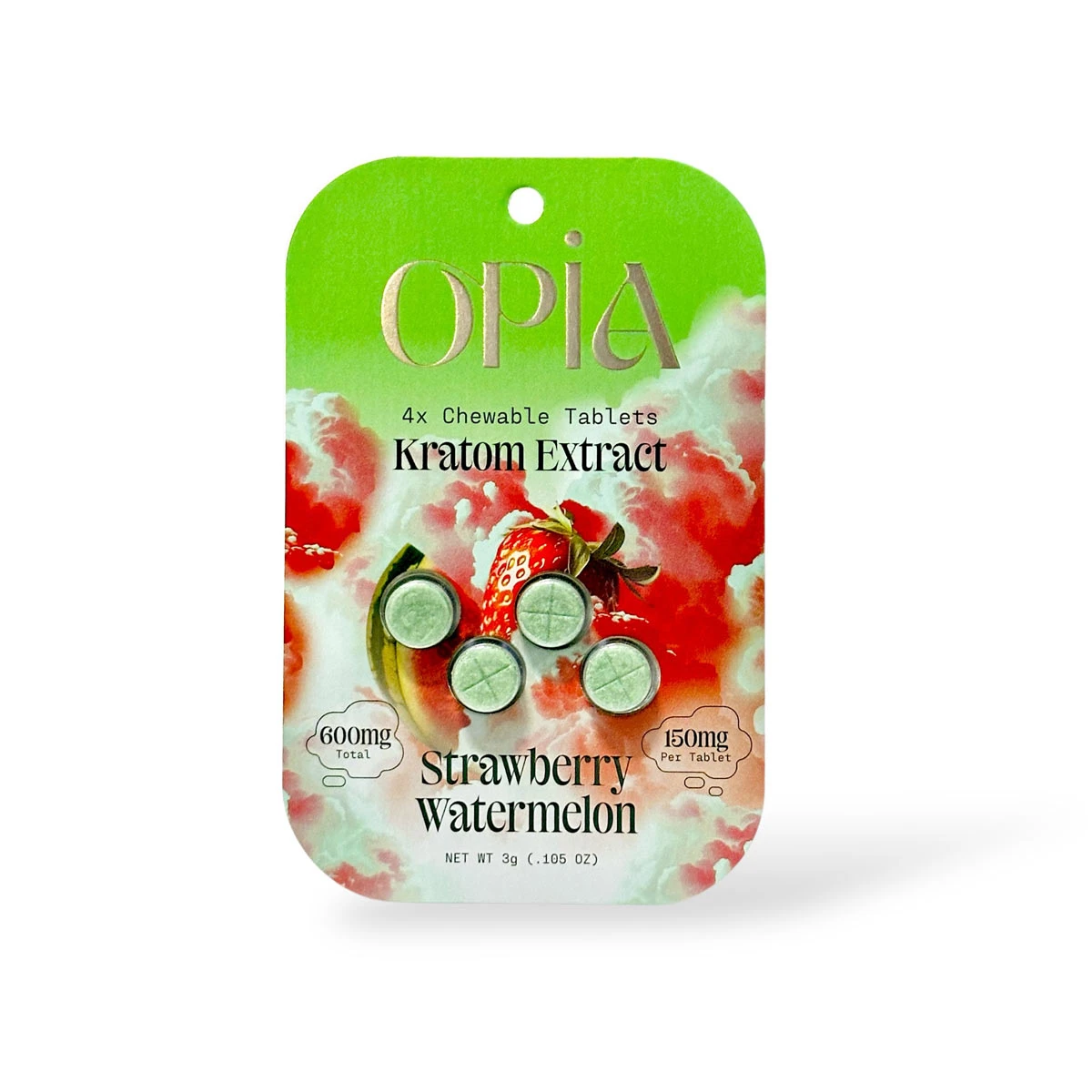 Home opia kratom extract chewable tablets strawberry watermelon 150mg per tablet 4ct 48376